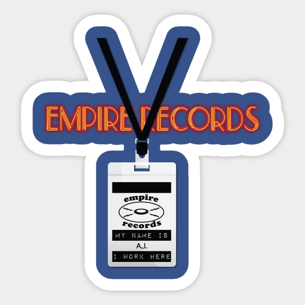 Empire Records Employee Badge - A.J. Sticker by 3 Guys and a Flick